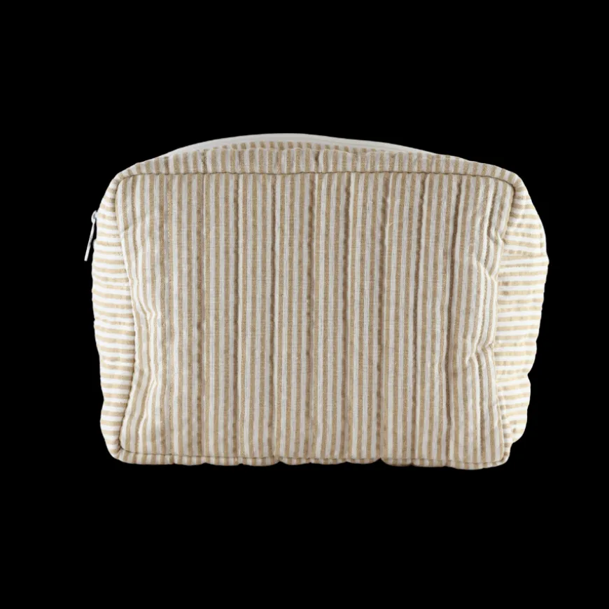 Toilettasker m Beige og Brun Stribe EASON ( 27x10x20cm) Stor