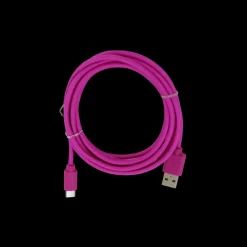 USB til USB-C kabel 2 meter tekstil lilla. Output 2.4A