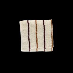 Vaskeklud m Creme, Brun og Burgandy Stribe METHE (30x30cm)