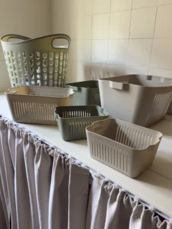 Vasketøjskurv plast i Grøn MARTIN (Ø39x40 cm)