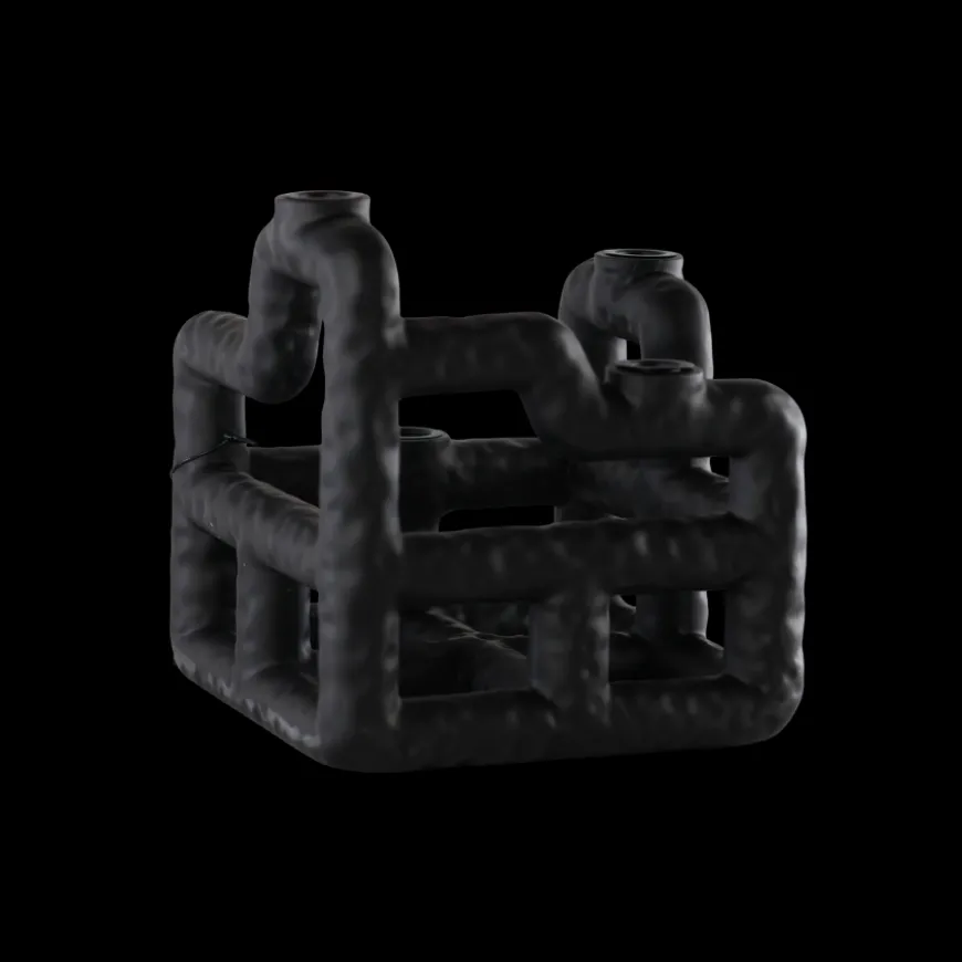 Villa - Lysestage Lyng Sort Polyresin (21 x 23 cm)