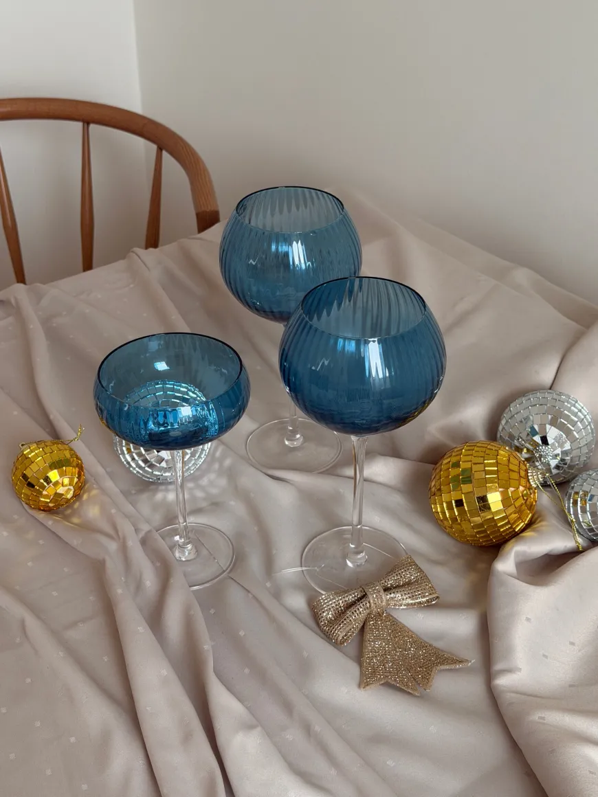 Vinglas AISYA Blå m. Transparent Stilk