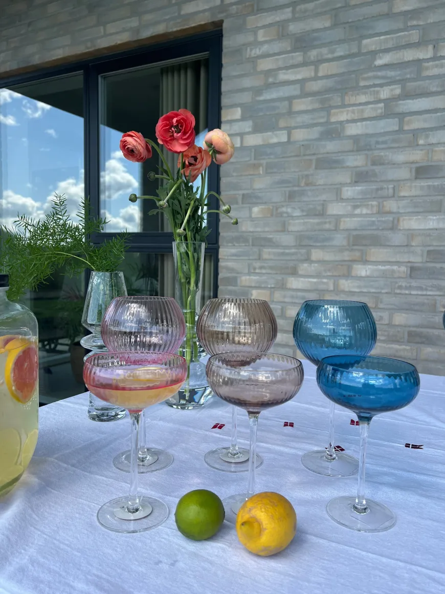 Vinglas AISYA Blå m. Transparent Stilk